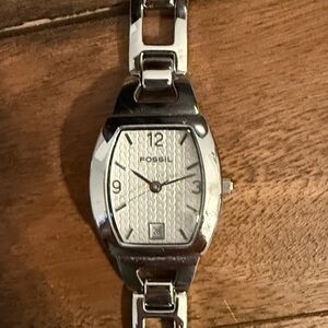 Fossil Silver and White Women's Link Bracelet Watch
